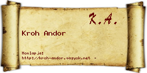 Kroh Andor névjegykártya
